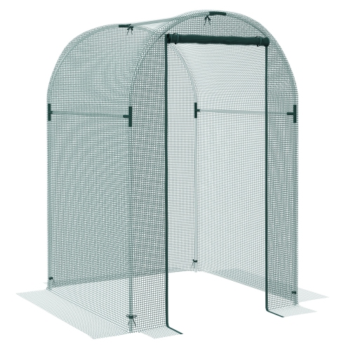 Cage à récoltes Outsunny de 4 x 4 pi, tente de protection des plantes avec porte à fermeture à glissière et cadre en acier galvanisé, housse de moust