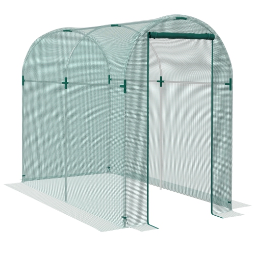 Cage à récoltes Outsunny de 4 x 8 pi, tente de protection des plantes avec porte à fermeture à glissière et cadre en acier galvanisé, housse de moust