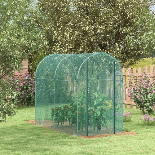 Outsunny 4' x 8' Crop Cage, Plant Protection Tent with Zippered Door and Galvanized Steel Frame, Fruit Cage Netting Cover for Garden, Yard, Lawn,
