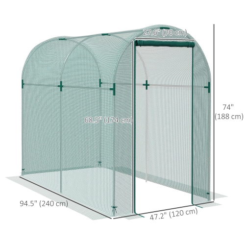 Outsunny 4' x 8' Crop Cage, Plant Protection Tent with Zippered Door and Galvanized Steel Frame, Fruit Cage Netting Cover for Garden, Yard, Lawn,