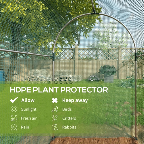 Outsunny 4' x 8' Crop Cage, Plant Protection Tent with Zippered Door and Galvanized Steel Frame, Fruit Cage Netting Cover for Garden, Yard, Lawn,