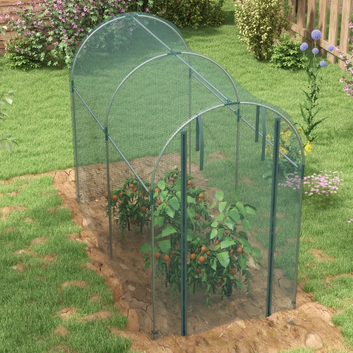Outsunny 4' x 8' Crop Cage, Plant Protection Tent with Zippered Door and Galvanized Steel Frame, Fruit Cage Netting Cover for Garden, Yard, Lawn,