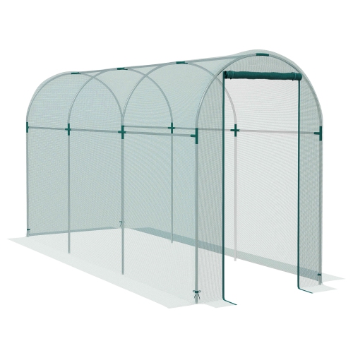 Cage à récoltes Outsunny de 4 x 12 pi, tente de protection des plantes avec porte à fermeture à glissière et cadre en acier galvanisé, housse de mous