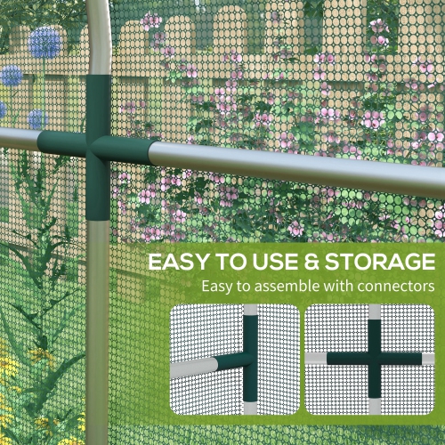 Outsunny 4' x 12' Crop Cage, Plant Protection Tent with Zippered Door and Galvanized Steel Frame, Fruit Cage Netting Cover for Garden, Yard, Lawn,