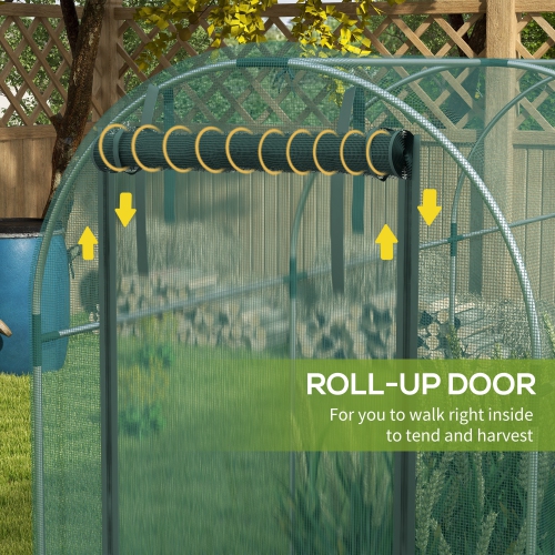 Outsunny 4' x 12' Crop Cage, Plant Protection Tent with Zippered Door and Galvanized Steel Frame, Fruit Cage Netting Cover for Garden, Yard, Lawn,