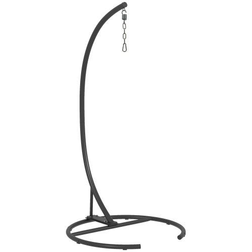 Outsunny Hanging Hammock Chair Stand Only with Round Base, Heavy Duty 330 lbs. Capacity Swing Stand Only, Steel C Stand for Swing/Egg/Hammock Chair,