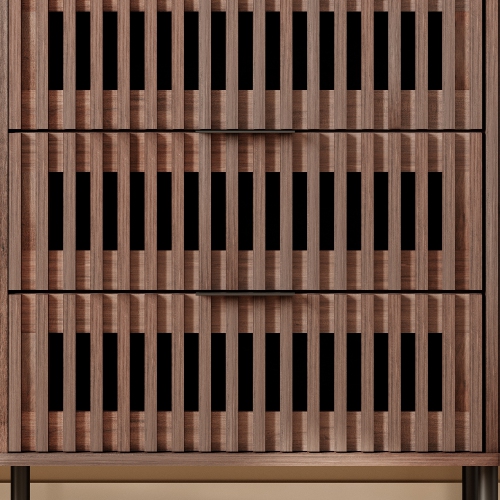 WAMPAT Fluted Dresser for Bedroom with 6 Drawers,Modern Chest of Drawers with Curved Profile Design, Wood Storage Organizer for Bedroom, Living Room,