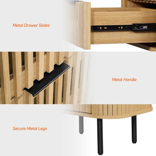 WAMPAT Fluted Dresser for Bedroom with 6 Drawers,Modern Chest of Drawers with Curved Profile Design, Wood Storage Organizer for Bedroom, Living Room,