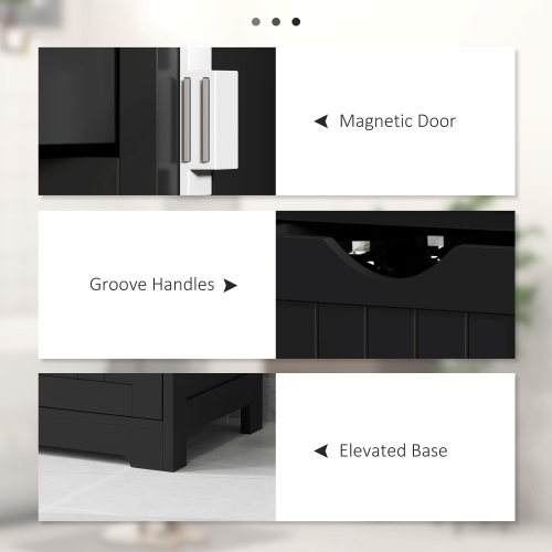 kleankin Bathroom Cabinet, Floor Storage Cabinet with Adjustable Shelf and 4 Drawers, Freestanding Side Cabinet for Washroom, Entryway, Black