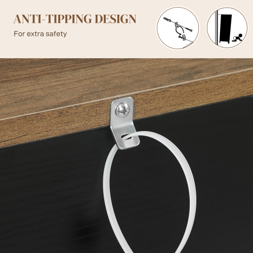 HOMCOM Sideboard Storage Cabinet, Farmhouse Buffet Cabinet with 4 Barn Doors and 3 Drawers, Coffee Bar Cabinet with Adjustable Shelves, Black