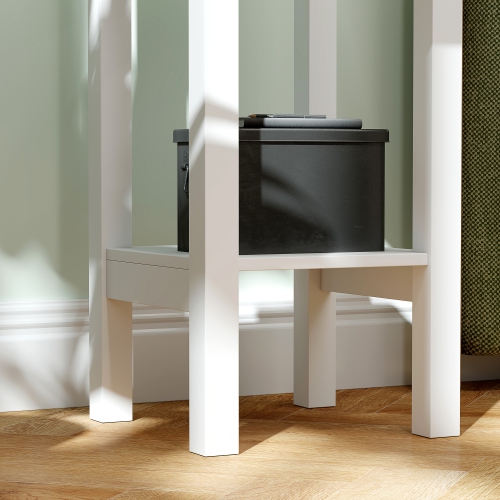 HOMCOM Nightstand Set of 2, Bedside Table Set with Drawer and Open Storage Shelf, End Table Set with Flower-Shaped Design for Bedroom, White