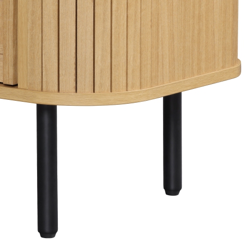 WAMPAT Fluted End Tables Set of 2, Modern Curved Sofa Side Tables with 4 Slatted Drawers, Farmhouse Wooden Nightstands Bedside Tables for Living Room