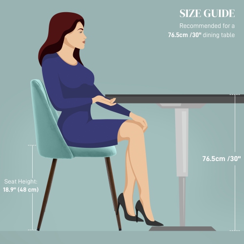 HOMCOM Dining Chairs Set of 4, Modern Kitchen Chairs with Velvet-touch Upholstery, Curved Back and Wood-grain Steel Legs, Accent Chairs for Living