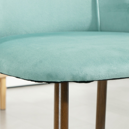 HOMCOM Dining Chairs Set of 4, Modern Kitchen Chairs with Velvet-touch Upholstery, Curved Back and Wood-grain Steel Legs, Accent Chairs for Living