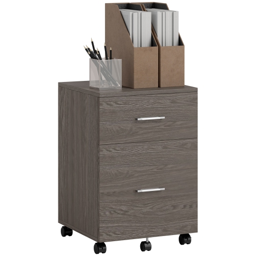 Vinsetto Mobile File Cabinet, 2-Drawer Filing Cabinet with Wheels, for Letter or A4 File, Study Home Office, Grey