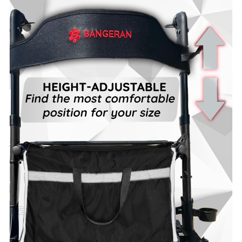 8 KG Light Rollator Walker with Seat for Seniors, Foldable Mobility Rollator with 20cm Falt-Free Wheels, Durable Aluminum Frame, Large Storage Bag,