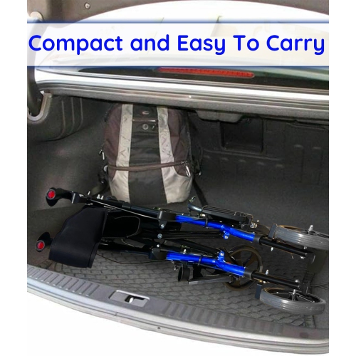 135 KG Capacity Folding Walking Rollator with Seat and Armrests, Solid Aluminum Frames, Flat-Tire Free 20cm Wheels for All Terrain, Includes Storage