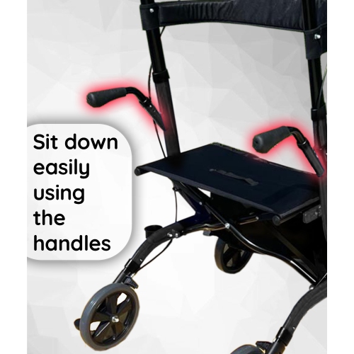 Elbow Supporting Upright Rolling Walker, Healthy Stand Up Position with Seating and Double Handbrakes, Allowed on Airplanes Cruise Ships, For Seniors