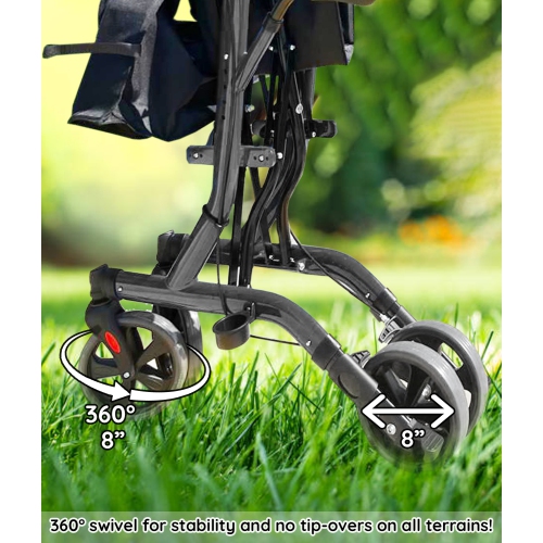 Elbow Supporting Upright Rolling Walker, Healthy Stand Up Position with Seating and Double Handbrakes, Allowed on Airplanes Cruise Ships, For Seniors