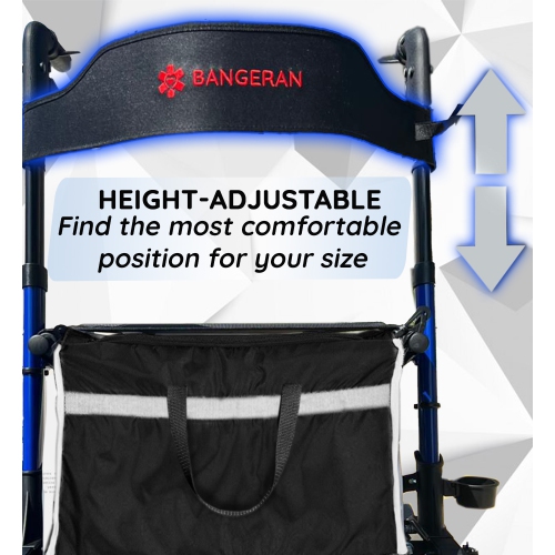 Ultra Light Rollator Walker with Seat, Portable Restful Mobility Solutions with 20cm Large Wheels and Storage Bag, Side Cane Storage, Dual Brake