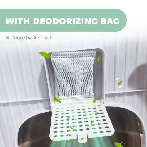 PawHut – Bac à litière avec couvercle pour chats, stylo à litière avec cuillère, entrée par le haut, sacs de désodorisation, plateau à litière pour