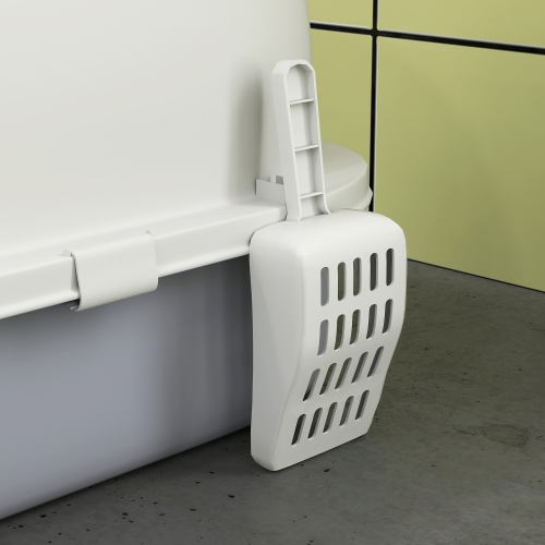 PawHut Cat Litter Box with Lid, Drawer Style Enclosed Kitty Litter Box with Front Door Flap, Scoop, Handle, Easy Clean, Cat Litter Tray for Small and