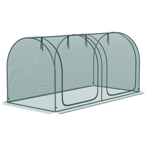 Cage à récoltes Outsunny de 8 x 3 pi, tente de protection des plantes, avec deux portes à fermeture à glissière et 4 piquets, pour le jardin, la cour