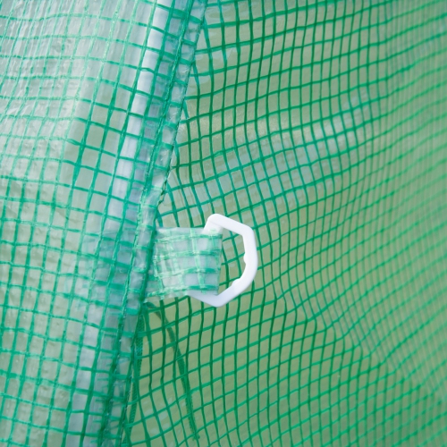 Entonnoir Outsunny Walk-In, 13 x 6,4 x 6.5 pi Panier avec porte enroulable zippée et 8 fenêtres en filet, serre extérieure avec cadre en acier