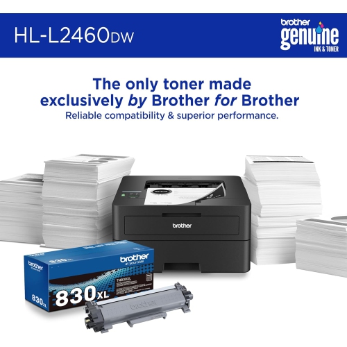 Open Box - Brother HL-L2460DW Wireless Compact Monochrome Laser Printer with Duplex, Mobile Printing, Black & White Output
