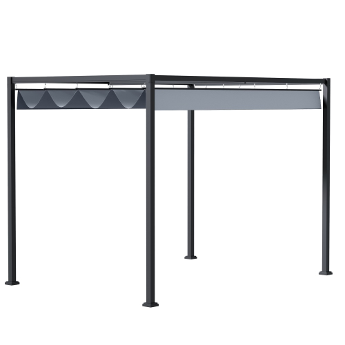 Pergola de jardin Outsunny, auvent rétractable, 13 x 10 pi, abri extérieur, abat-jour, gris foncé