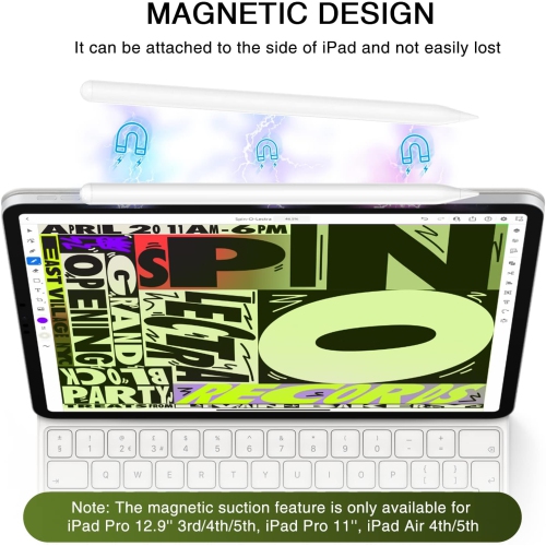 Stylus Pen for iPad 2018-2024, Quick Charging Pen for iPad with Tilt Sensitivity & Palm Rejection, Pencil Compatible with iPad Air 3/4/5/M2, iPad