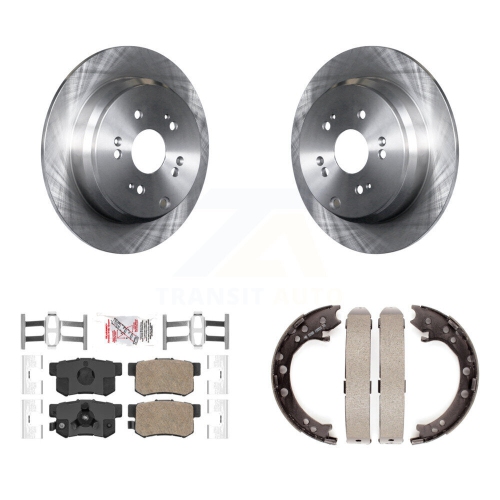 Rear Disc Rotors Ceramic Pads And Parking Brake Shoes Kit For Honda CR-V Acura RDX K8A-108458