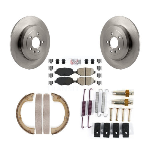 TRANSIT AUTO  Rear Disc Rotors Ceramic Pads Parking Shoes Hardware Kit for Lincoln Mkt With Solid Rotor K8A-108868