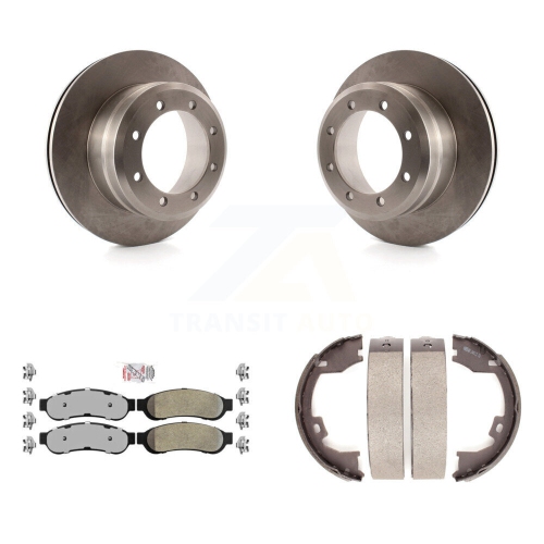 TRANSIT AUTO  Rear Disc Rotors Semi-Metallic Pads And Parking Brake Shoes Kit for Ford F-350 Super Duty K8A-108023
