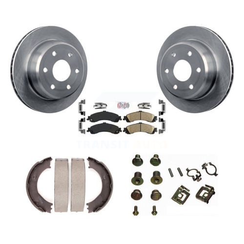 TRANSIT AUTO  Rear Disc Rotors Ceramic Pads Parking Shoes Hardware Kit for Chevrolet Silverado 1500 Gmc K8A-108718