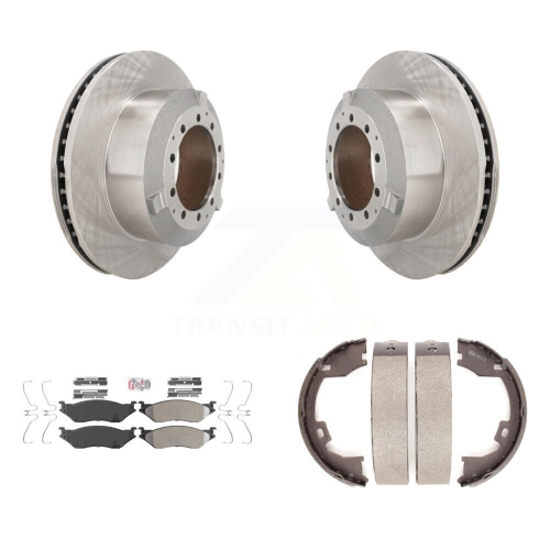 Rear Disc Rotors Semi-Metallic Pads Parking Shoes Kit For Ford F-450 Super Duty IC LCF AE K8A-108314