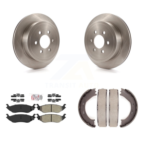 Rear Disc Rotors Semi-Metallic Pads And Parking Brake Shoes Kit For 2003 Dodge Durango K8A-108565