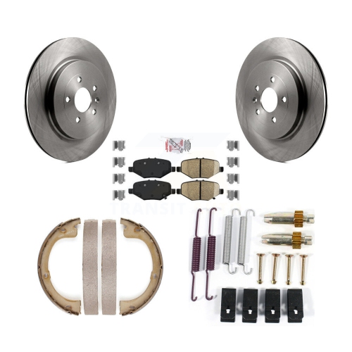 TRANSIT AUTO  Rear Disc Rotors Ceramic Pads Parking Brake Shoes And Hardware Kit for Lincoln Mkt K8A-108864