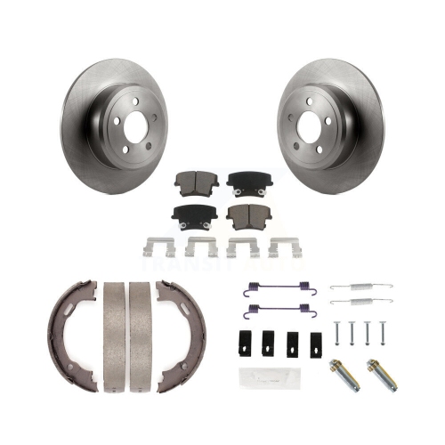 Rear Disc Rotors Ceramic Pads Parking Shoes & Hardware Kit For Dodge Chrysler 300 Charger K8C-104345