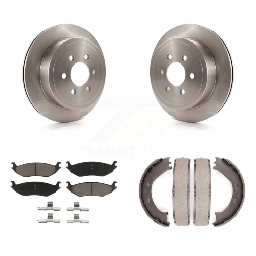 CMX  Rear Disc Rotors Ceramic Pads And Parking Brake Shoes Kit for 2003 Dodge Durango K8C-103890