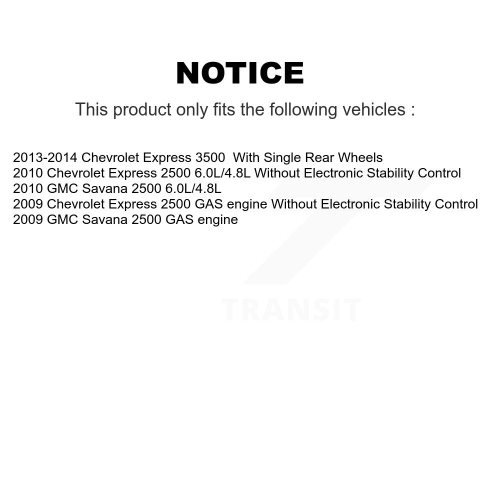 Jeu de patins de frein de stationnement à disques arrière en céramique pour Chevrolet Express 2500 3500 GMC K8C-104097