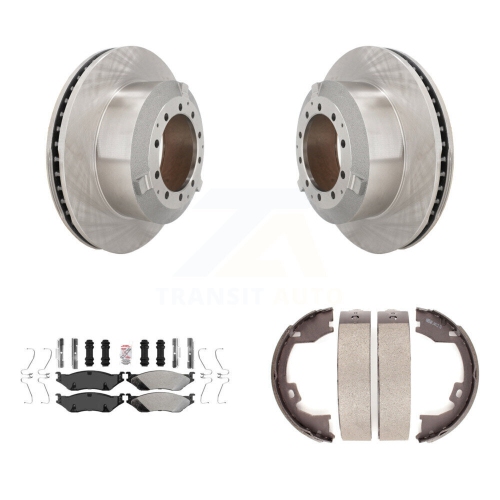 TRANSIT AUTO  Rear Disc Rotors Semi-Metallic Pads Parking Shoes Kit for Ford F-450 Super Duty Ic Lcf Ae K8A-108313