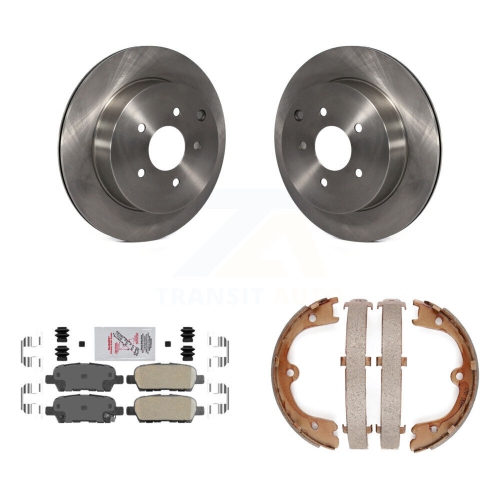 Rear Disc Rotors Ceramic Pads Parking Brake Shoes Kit For INFINITI FX35 Nissan Quest FX45 K8A-108228