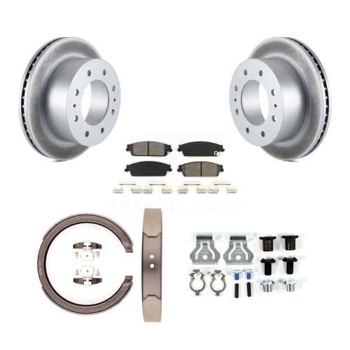 TRANSIT AUTO  Rear Disc Coated Rotors Semi-Metallic Pads Parking Brake Shoes And Hardware Kit for Kgs-103504