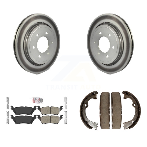 TRANSIT AUTO  Rear Disc Coated Rotors Ceramic Pads And Parking Brake Shoes Kit for Ford F-150 Kga-106898