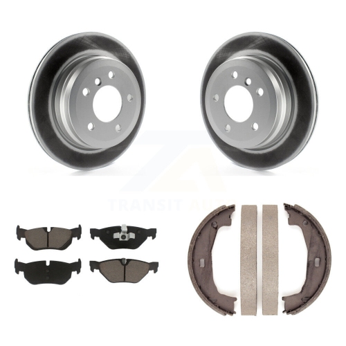 Rear Disc Coated Rotors Ceramic Pads Parking Shoes Kit For 2012 BMW 328i Wagon with 3.0L KGC-102970