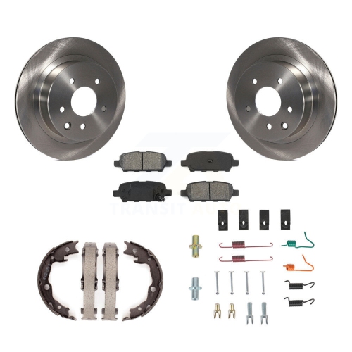 Rear Disc Rotors Semi-Metallic Pads Parking Shoes Hardware Kit For Nissan Rogue LEAF Juke K8S-104719