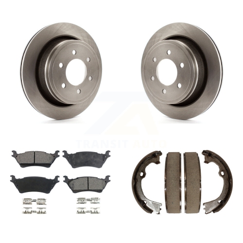 TRANSIT AUTO  Rear Disc Rotors Semi-Metallic Pads And Parking Brake Shoes Kit for Ford F-150 K8F-104403