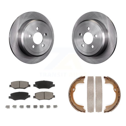 CMX  Rear Disc Rotors Ceramic Pads And Parking Brake Shoes Kit for Jeep Liberty Dodge Nitro K8C-104057
