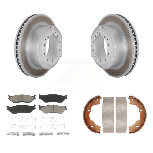 TRANSIT AUTO  Rear Disc Coated Rotors Ceramic Pads & Parking Shoes Kit for Ford F-450 Super Duty F-550 Kgc-103191